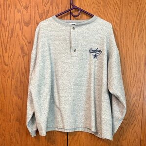 Dallas Cowboys Gray Henley Sweatshirt - Team Logo Long Sleeve